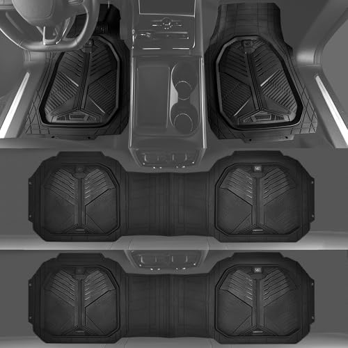 CAR PASS Heavy Duty Rubber Car Mats, Deep-Dish All Weather 3 Row Car Floor Mats for 7 Seater 8 Seats 2nd & 3rd Row, Waterproof Anti-Slip Universal Trim-to-Fit for SUV, MPV, 7 Passengers Vehicle - Image 3