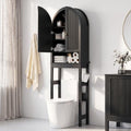 HMstone Over The Toilet Storage Cabinet, Arched Bathroom Organizer and Storage with Doors and Adjustable Shelf, Space-Saving Freestanding Bathroom Modern Storage Cabinet Over Toilet (Black) by HMstone