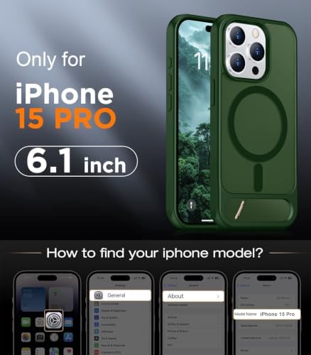 Temdan Magnetic Compatible with iPhone 15 Pro Case, [Built-in Invisible Kickstand][Compatible with MagSafe] [Military Grade Shockproof] Slim Translucent Matte Phone Case for iPhone 15 Pro 6.1" - Image 2