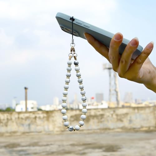 TENOC Marble Beaded Phone Wrist Strap, Marble White - Image 3