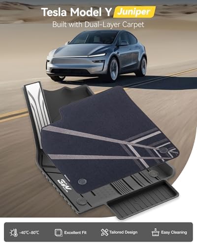 3W Tesla Model Y 2025 2026 Juniper 9PCS Floor Mats, Full Set with Carpets - Image 2