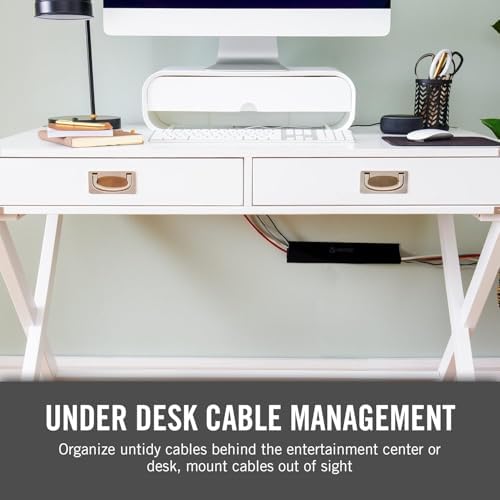 VELCRO Brand Complete Desk Cable Management Kit | 8in Mountable Cable Sleeve 2pk + 150pk Reusable Cable Ties + Desk & Nightstand Cord Organizer | Black, Damage-Free Mounting - Image 3