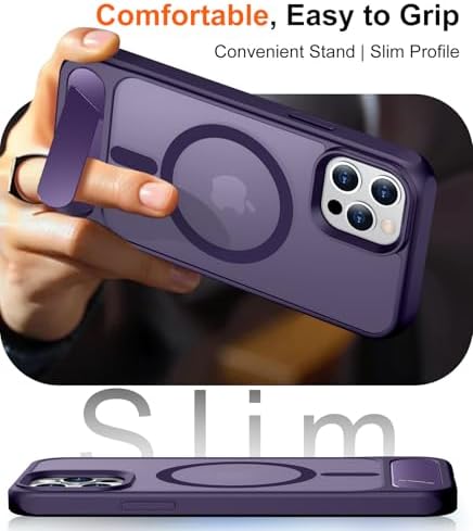 Temdan Magnetic Compatible with iPhone 12 Case & iPhone 12 Pro Case, [Built-in Invisible Kickstand][Compatible with MagSafe][Military Grade Shockproof] Slim Translucent Matte Phone Case 6.1" - Image 6