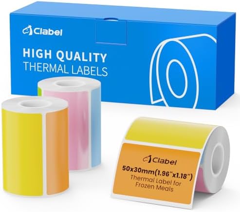 CLABEL 3 Rolls 50x30mm 5-Color Low Temp Labels, 690ct for Small Business by CLABEL