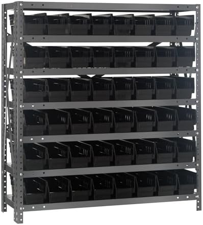 Quantum Storage Systems 1839-103BK Steel Shelving Unit with 4" Shelf Bins, 18" D x 36" W x 39" H, Black by QuantumStorageSystems