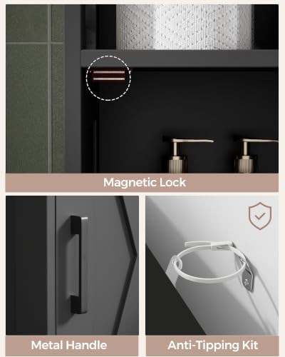 Homhedy Farmhouse Bathroom Storage Cabinet with Doors, Small Floor Cabinet - Image 6