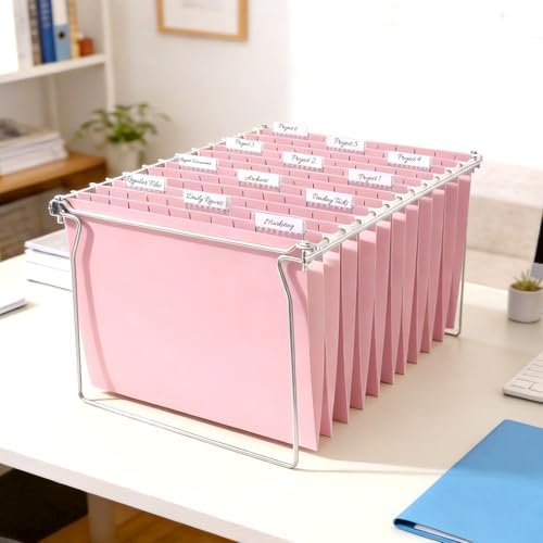 SUNEE 6 Pack Hanging File Folders, Pink Folders, Hanging File Folders Letter Size with 1/5-cut Tabs, Stay Organized for Your Home and Office Bulk File and Documents - Image 6
