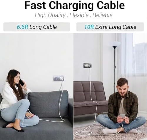 TZBAY 4-Pack (6ft 6ft 10ft 10ft) 60W USB C to USB C Fast Charging Cable - Image 2