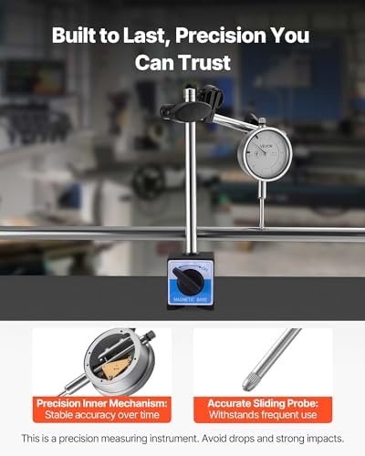 VEVOR Dial Test Indicator, 0.001 inch Accuracy, 0-1 inch Measuring Range, Easy to Read Large Dial, Professional for Internal Diameter Measurement, Runout Detection, Flatness Inspection - Image 3