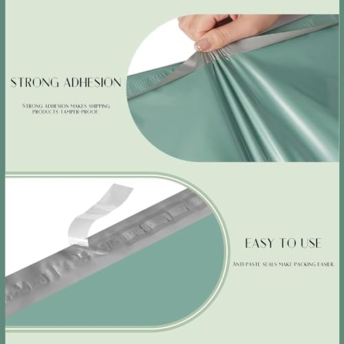 Metronic Poly Mailers 14.5X19 500Pack, Strong Adhesive Shipping Envelopes for Clothing, Waterproof Shipping Bags for Small Businesses, Flexible Mailers Poly Bags, Grayed Jade Green - Image 3