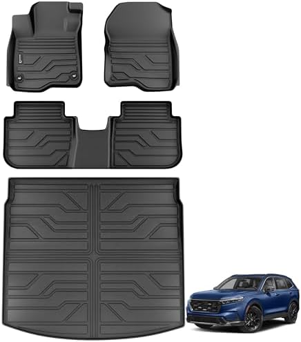 Floor Mats for Honda CRV CR-V 2023-2026 (Include Gas & Hybrid), All Weather TPE Protection Floor Liners Accessories, 1st & 2nd Row & Cargo Liner by Partzer