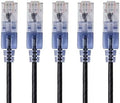 Monoprice SlimRun Cat6A Ethernet Patch Cable - Network Internet Cord - RJ45, Stranded, UTP, Pure Bare Copper Wire, 30AWG, 2 Feet, Black, 5-Pack by Monoprice
