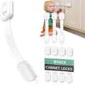 Infinno 8 Pack Cabinet Locks Baby Proofing Heavy Duty - Child Safety Cabinet Locks for Drawers, Cupboards & Fridge – No Drill 3M Adhesive Locks for Pets - Toddler Safety Latches by InfinnoHome