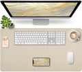 Beige Desk Mat with Stitched Edges, 31.5"×15.7" Keyboard Pad, Non-Slip Desk Protector Mat, Leather Desk Blotter, Waterproof Desk Pad for Office Home Decor by Bloss