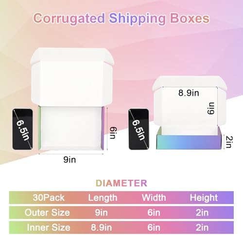 9x6x2 Shipping Boxes for Small Business, 30 Pack Colorful Corrugated Cardboard Boxes for Shipping Mailing - Image 2