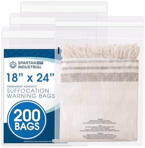 18” X 24” (200 Count) Self Seal Clear Poly Bags with Suffocation Warning by SpartanIndustrial