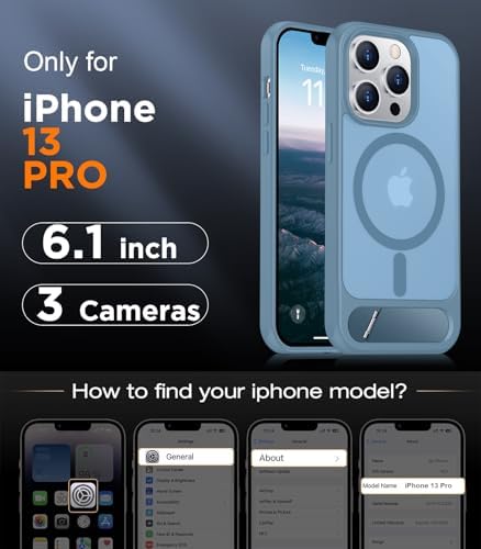 Temdan Magnetic Compatible with iPhone 13 Pro Case, [Built-in Invisible Kickstand][Compatible with MagSafe] [Military Grade Shockproof] Slim Translucent Matte Phone Case for iPhone 13 Pro 6.1" - Image 2