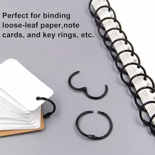Small Binder Rings 1/2 inch, Book Rings 50pc, Flash Card Rings, Rings for Index Cards, Black Loose Leaf Binder Rings, Paper Rings Metal, Ring Clips, Book Binder Rings - Image 6