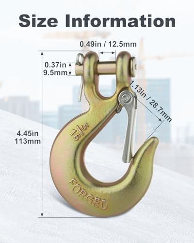 10 Pack 5/16" Clevis Slip Hook with Safety Latch Grade 70 Forged Steel - Image 2