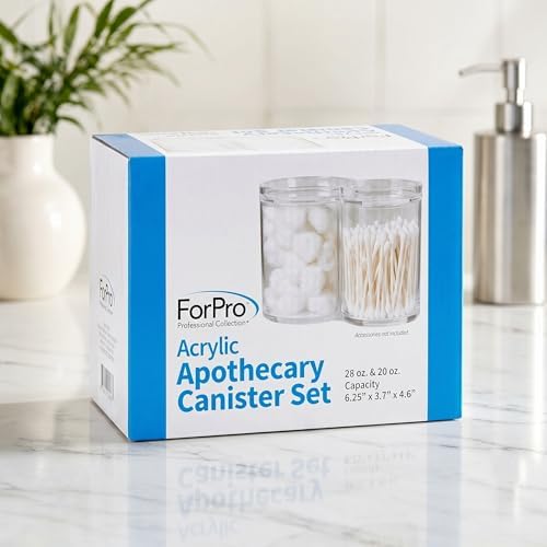 ForPro 28oz/20oz Clear Acrylic 2-Compartment Apothecary Jar with Lid - Image 2