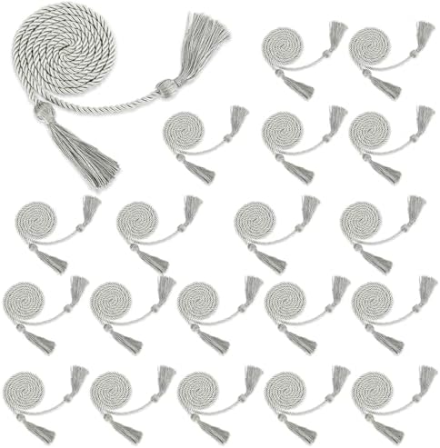 20pcs Honor Cords Bulk Graduation Cords 2026 Silver Honors Cords for Graduation Graduation Ropes Honors Cords Graduation Accessories 67" Long Braided Cords for 2026 Graduation Bachelor Gown by FFNMU