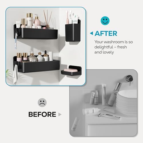 Nieifi Adhesive Shower Shelves, Black, 4 Pieces - Image 7