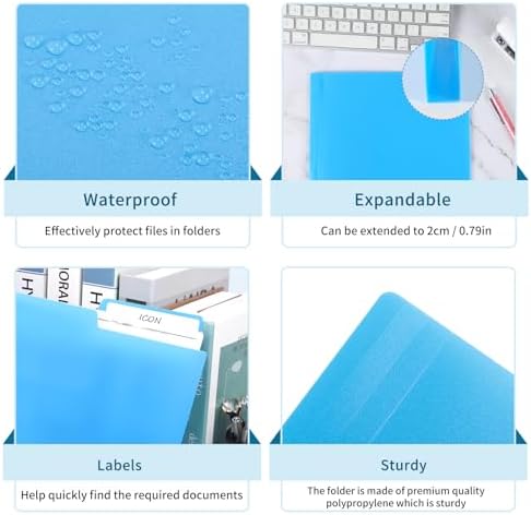 EOOUT 30pcs Colored File Folders, 9'' x 11.6'' Manilla Folders, Plastic File Folders, 3 Tab Poly Folder, 6 Colors with 40pcs Erasable Category Labels, for School and Office Supplies - Image 4