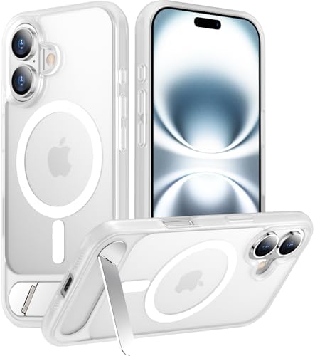 Temdan Magnetic Compatible with iPhone 16 Plus Case, [Built-in Invisible Kickstand][Compatible with MagSafe][Military Grade Shockproof] Slim Translucent Matte Phone Case for iPhone 16 Plus 6.7" by Temdan