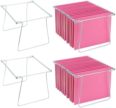 VZCPYTPM 4 Pack Hanging File Folder Frames, Heavy Duty Steel Hanging File Organizer, File Cabinet Rails, Adjustable 11 to 17.4 Inches, Suitable for File Cabinets, Storage File Boxes by OfficeSuppliesDirect