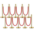 10PCS Gold Stanchion Post, 5 Ft Red Velvet Rope Stainless Steel Crowd Control by Unknown