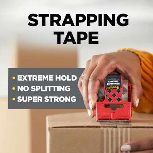Scotch Reinforced Strength Shipping Strapping Tape 50-3M with Dispenser, Clear, 1.88" x 360 in, 1 Dispenser/Pack (Pack of 2) - Image 2