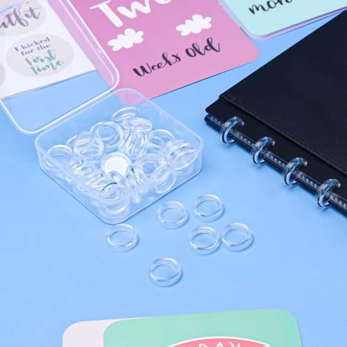 Clear Discbound Discs Set 50pcs 18mm Plastic Expansion Rings with Clear PP Holder PC Book Binding Discs for Disc Bound Notebook Planner Binder Accessories Note-Taking System (18mm) - Image 2