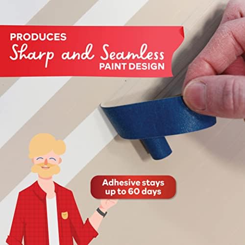 XFasten Professional Blue Painters Tape 2.5-Inches x 60-Yards (Single Pack) Blue Painters Masking Tape Bulk - Sharp Edge Line Technology, Produces Sharp Lines | Residue-Free Wall Trim Tape - Image 5