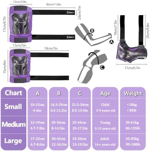 Tanden Skating Protective Gear Knee and Elbow Pads Wrist Guards for Roller Skating Skateboarding, Skate Pads Adult Knee Pads - Image 6
