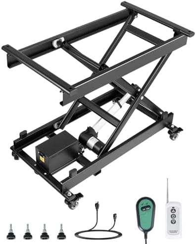 VEVOR Electric Lift Table, 330 lbs Capacity Single Scissor Lift Table, 8-28 in Height Adjustable Lifting Platform, Coffee Table Lift with 4 Wheels, for Material Handling and Transportation, Black by VEVOR