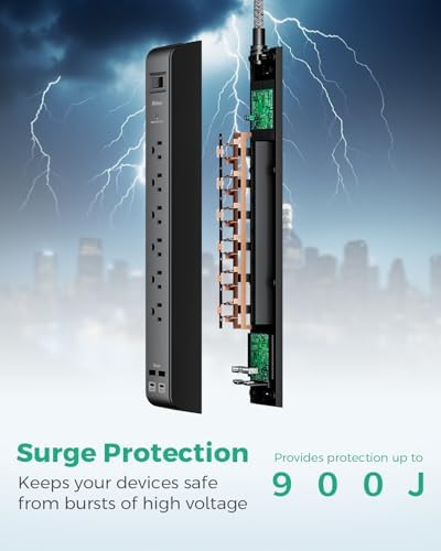 2 Pack Surge Protector Power Strip with 6 Outlets 4 USB Ports - Image 4