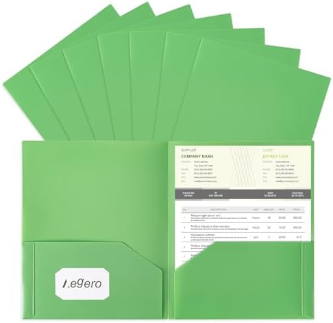 Aegero Plastic Folders with Pockets (7 Pack, Green) by Unknown