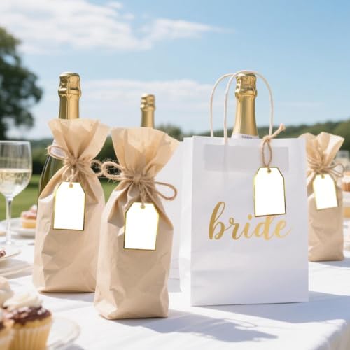 100Pcs Gold Gift Tags with String Attached Foil Gold Frame Large White Paper Gift Tags Presents with 65 Ft Jute Twine for Christmas Holiday Baby Shower Wedding Birthday Gift Wrap Tags - Image 4
