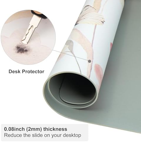 Faux Leather Large Mouse Pad, Office Desk Mat, 31.5"x11.8", Butterflies - Image 4