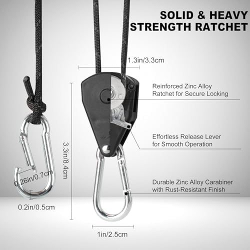 15ft Rope Rollers 6 Pcs Ratchet Straps Rope Tie Down Cam Jam 1/8in - Image 5