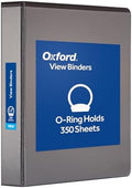 Oxford Ring Binders, 1.5" Round Ring Binders, View Binder, Covers on 3 Sides, XtraLife Hinge, Non-Stick, PVC-Free, Black, 350 Sheet Capacity (1002548) by Oxford