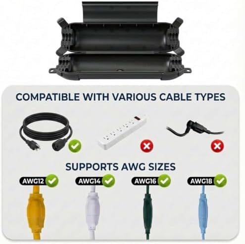 20ft Black Outdoor Extension Cord & Waterproof Extension Cord Cover Kit - Image 3