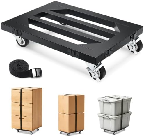Heavy Duty Furniture Dolly 4 Wheels, 12'' X 16'' Thickened Carbon Steel Moving Dolly with Brake, 1000 LBS Capacity Furniture Movers Dollies for Sofa, Appliances, Cabinet, Equipment(1 Pack) by Humagineer