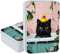 Large Metal Tins Box with Lid, Black Cat Bathroom by Unknown