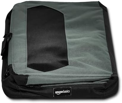 Amazon Basics Folding Portable Soft Pet Dog Crate Carrier Kennel with Fleece Pad, 30 x 21 x 21 inches, Grey - Image 4