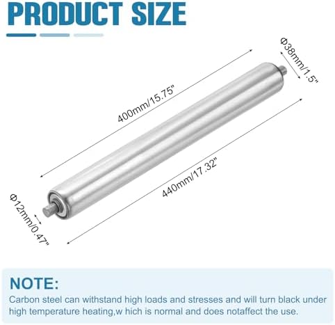MECCANIXITY Stainless Steel Conveyor Roller 1.5" Diameter 16" Length Gravity Transmission Replacement Part Galvanized End (Silver) - Image 2