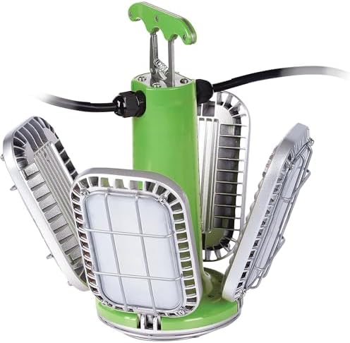 PowerSmith PTLK516-130 16,000 Lumen Temporary LED Work Light with 4 PIVOTING Panels, Quick-Mount Metal Hook, and 10 ft Power Cord-6 Unit Linkable by PowerSmith