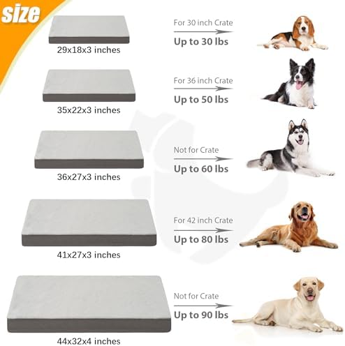 KSIIA Orthopedic Dog Bed for Large Dogs with Waterproof Lining, Grey, 36x27 - Image 6