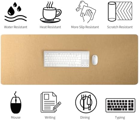 Bloss Gold Leather Desk Mat 47.2" x 16.9", Large Keyboard Pad for Desk, Desk Matt for Desktop, Waterproof Desk Pad Mat, Computer Mat for Office/Home/Decor - Image 2