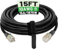 POWGRN 15 Ft 10AWG Outdoor Extension Cord Waterproof Heavy Duty, Black by POWGRN